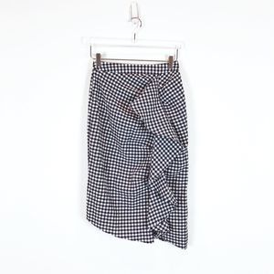 Topshop Gingham Asymmetrical Ruffle Pencil Skirt